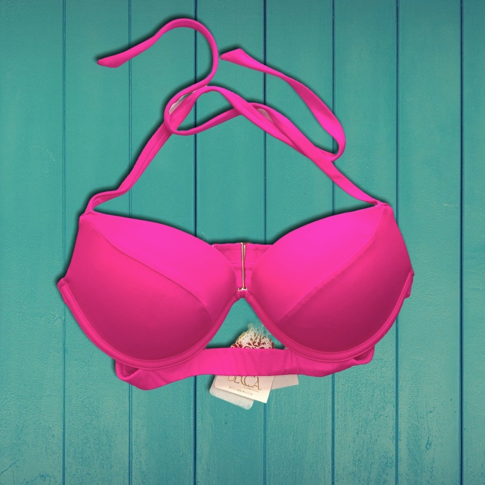 Push Up Bikini Top by BECCA Underwire Padded Bikini Top Swimwear Pink S
